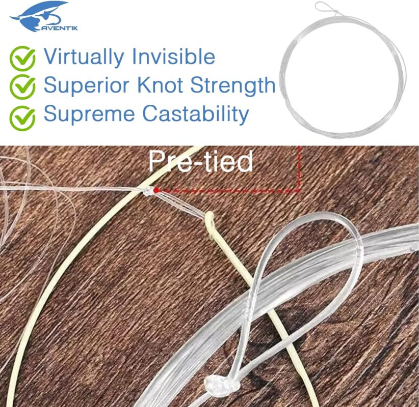 3 PC Aventik Premium Fly Fluorocarbon Tapered Leader Fly Line Freshwater Saltwater 9ft Fly Tippet Tapered Leader Fly Fishing Leaders Pro Looped X0 to X7