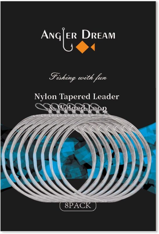 ANGLER DREAM 8 Pack Welded Tapered Leader Fly Fishing Leader with Loop 9ft 0/1/2/3/4/5/6/7X Nylon Fly Leader …