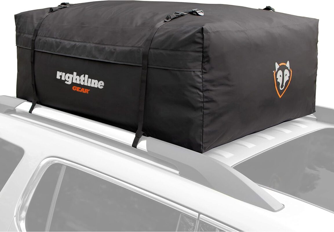 Rightline Gear Range 3 Weatherproof Rooftop Cargo Carrier for Top of Vehicle, Attaches With or Without Roof Rack, 18 Cubic Feet, Black